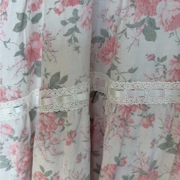 NWT- Altar'd State Blush Pink Floral Square-Neck Tiered Spring Easter Maxi Dress - Picture 9 of 10